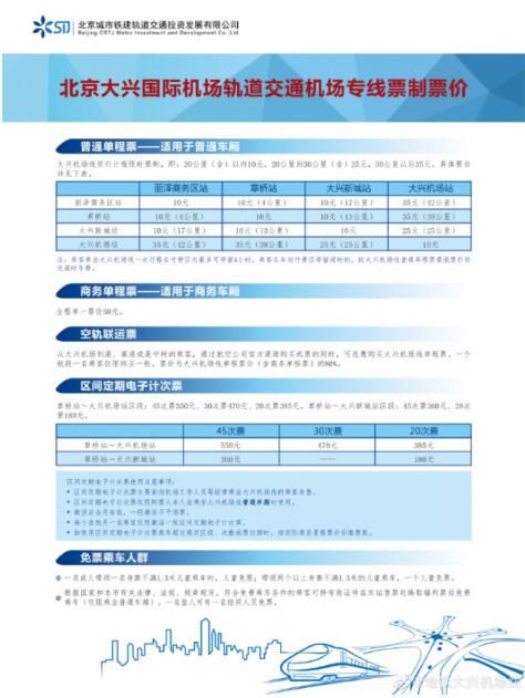 北京大兴国际机场线票价收费标准：最低10元，最高35元